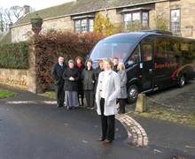 Group Launch with Durham City Coaches at Whalton Manor Gardens - Owner Penny Norton is in the foreground