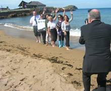The Scottish Seabird Centre is in the background here at North Berwick beach as the tourism industry unveil 'Explore East Lothian' - a brand new set of touring itineraries for UK and inbound tour planners - developed by Steve Reed Tourism Ltd